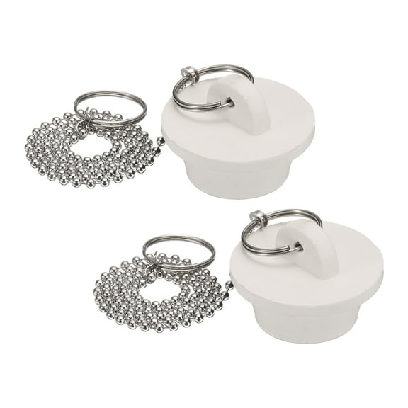 2Pcs Tub Stoppers, Rubber Bathtub Stoppers 1-1/8" Kitchen Sink Drain Stopper, White