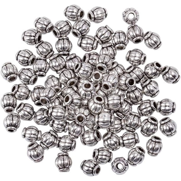 750 cuentas espaciadoras de linterna, cuentas de barril de plata, cuentas de aleación tibetana corrugadas, cuentas de joyería, dijes de metal, cuentas sueltas de calabaza.