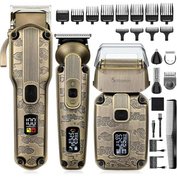 HATTEKER All-in-One Men's Grooming Kit Professional Hair Clipper Beard Trimmer Foil Shaver Nose Trimmer Body Trimmer Cordless LED Display