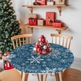 thumbnail image 2 of Winter Snowflakes Floral Fitted Round Tablecloths Elastic Edged Table Covers 45"-54",Waterproof Table Cloth for Kitchen Holiday Party Tables Decor, 2 of 9