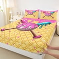 thumbnail image 4 of Erosebridal Pink Dripping Waffle Pink & Cyan Baseball & Bat Graphic Queen Sheet Sets 4 Pieces, Baseball Graphic Bed Set for Girls Kids,Lightweight Room Decor, 4 of 5