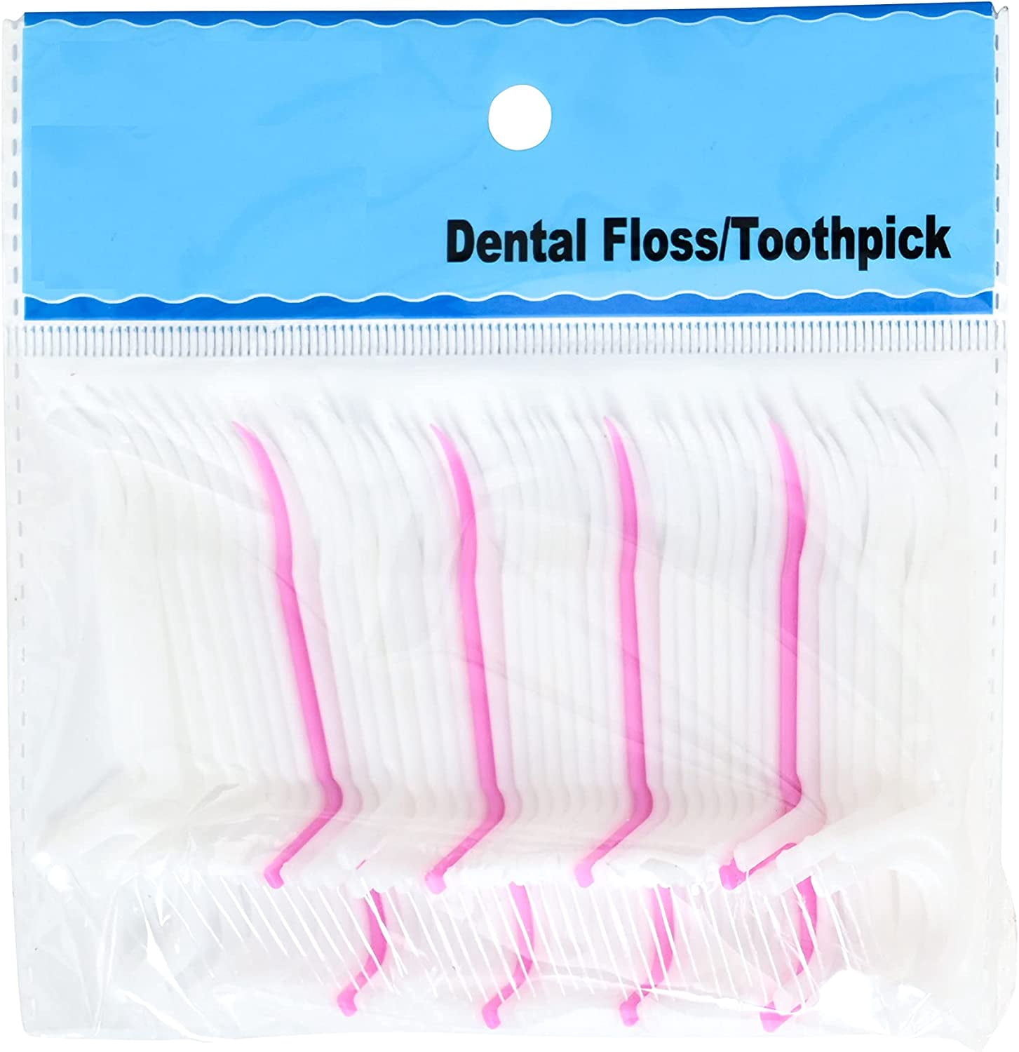 EcoQuality Dental Floss Picks Multicolored High Toughness Toothpick Sticks Perfect for Home, Family, Hotel, Travel and Everyday Use Brushpicks (10)