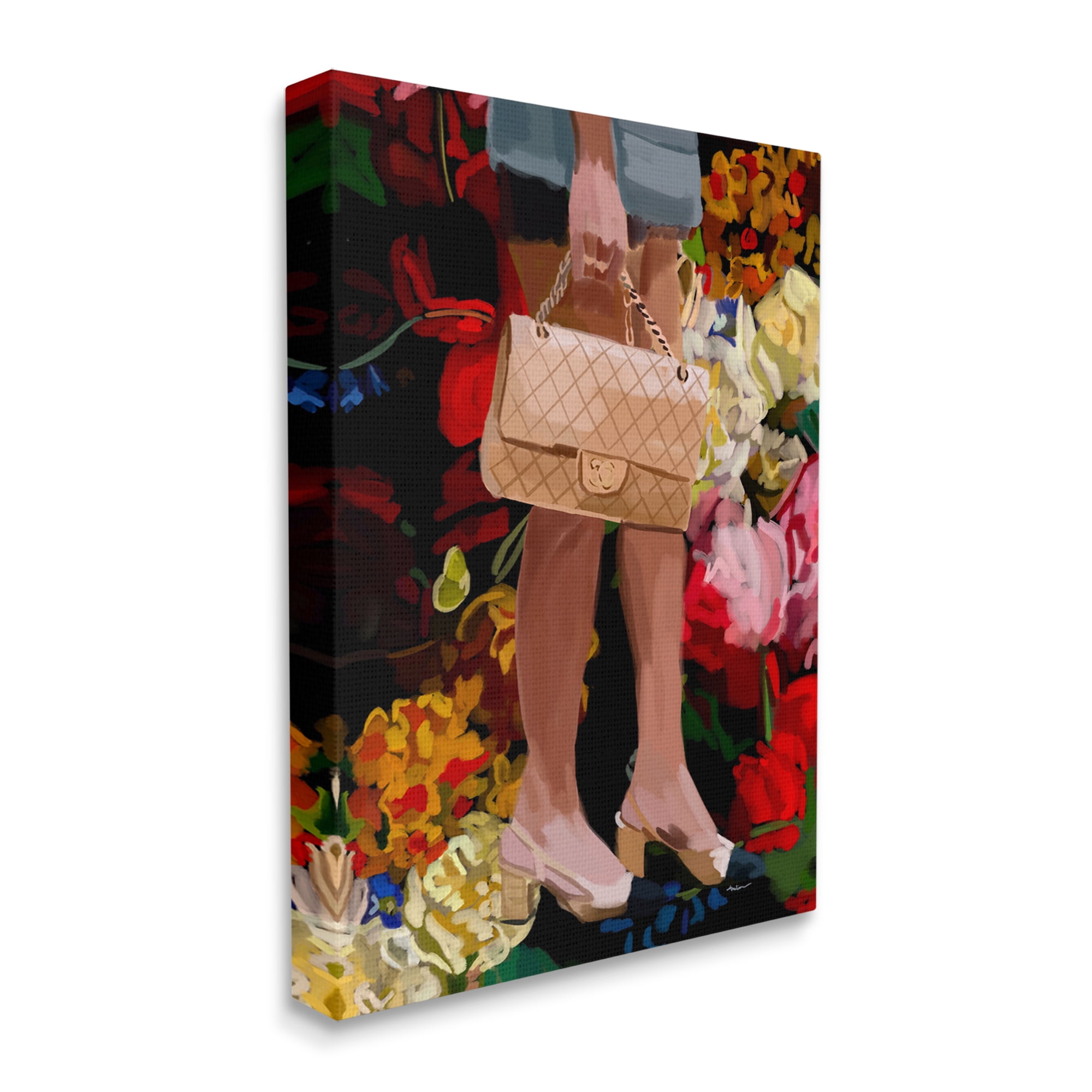 Stupell Industries Trendy Girl with Handbag Beauty & Fashion Painting Gallery Wrapped Canvas Print Wall Art, 36 x 48