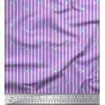 thumbnail image 1 of Soimoi Purple Japan Crepe Satin Fabric Floral & Stripe Printed Craft Fabric by the Yard 42 Inch Wide, 1 of 3