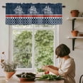 thumbnail image 4 of Nautical Sailing Boats Valances for Windows, Rod Pocket Kitchen Valance Curtains - Soft & Washable Small Window Treatment for Living Room, Bathroom, Red Navy Blue Geometric Stripes 42x12inch, 4 of 9