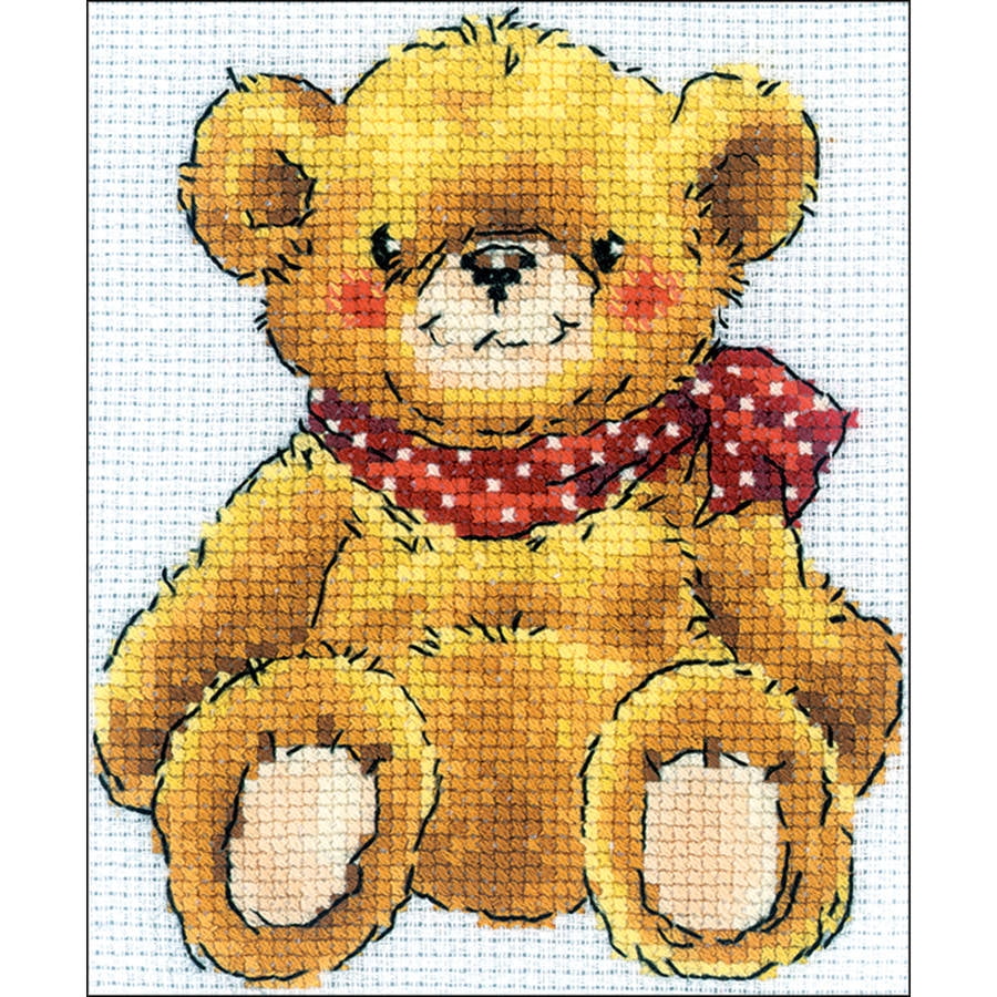 TeddyBear Counted Cross Stitch Kit4"X5" 14 Count