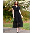 thumbnail image 5 of Women Summer Bohemian Floral Casual Wrap V Neck Ruffle Cap Sleeveless Belt A-Line Pleated Hem Midi Sun Dress White, 5 of 7