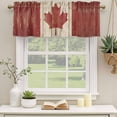 thumbnail image 2 of 2 Pack Valances for Window, Canada Short Curtains for Kitchen Bedroom Living Room, Red Maple Leaf Flag Vintage Farmhouse Wooden Grain Rod Pocket Small Window Treatment Valance Drapes 42 x 18 Inch, 2 of 8