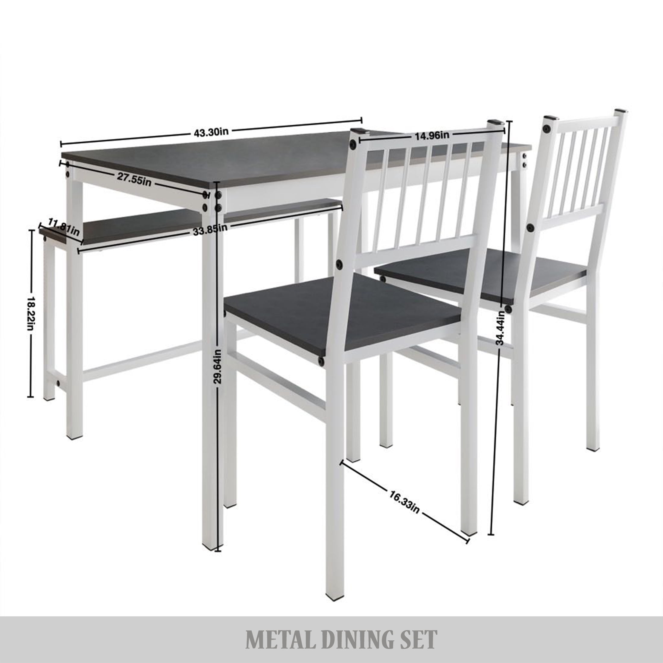 Castle Place Elegant 4-Piece Metal Dining Set In Black