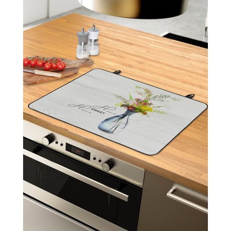 

Spring Floral Stove Top Covers for Electric Stove Heat Insulation Fireproof Glass Cooktop Cover Counter Top Glass Stove Cover for Prevent Scratches 24 x21 Summer Flower Vase Vintage Wooden