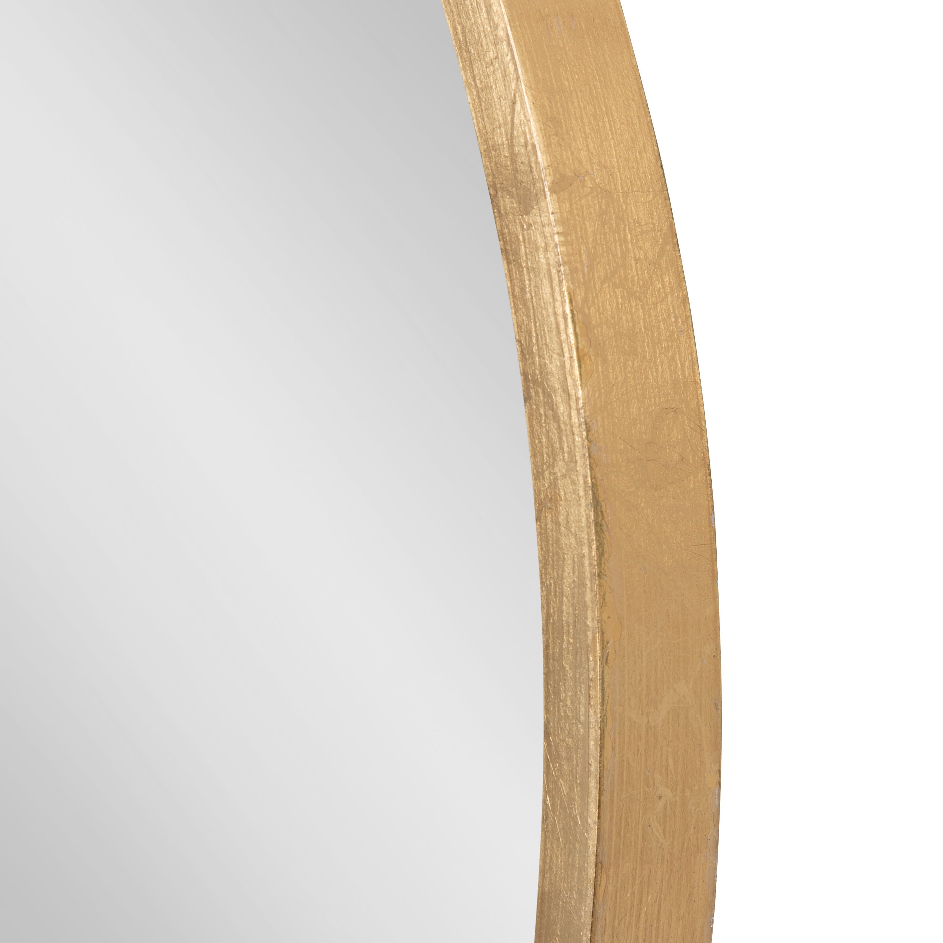 Kate and Laurel Travis Round Wood Wall Mirror, 31.5" Diameter, Gold, Modern Glam Wall Décor Accent