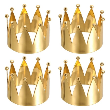 

4Pcs Crown Napkin Rings Fashion Napkin Buckles Table Accessories (Golden)