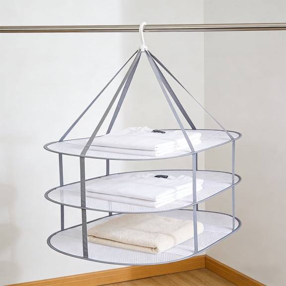 Folding Mesh Clothes Drying Rack with Internal Fixation Stackable Sweater Drying Rack Portable Hanging Laundry Rack for Sweater,T-Shirt,Delicates,Swimsuit