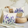 thumbnail image 2 of Spring Lavender Pillow Cover 20x20 Inch Set of 2, Purple Flowers Throw Pillow Covers Summer Watercolor Floral Decorations Linen Cushion Covers Farmhouse Home Decor for Sofa Couch Outdoor, 2 of 6