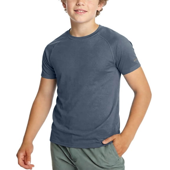 Xdegoge Big Kids Boys Short Sleeve T Shirt Casual Basic Solid Athletic Tee Raglan Design Soft Breathable Moisture Wicking School Activewear Tops Durable Stretchy Sports Apparel