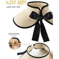 thumbnail image 4 of Packable Sun Hat Women Wide Brim Straw Visor Hat, Open Top Ponytail Friendly Adjustable Beach Travel Hat Foldable Summer Sun Protection Visor Cap, 4 of 7