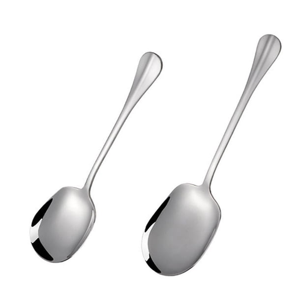 EeaseMX 2 cucharas de acero inoxidable para servir alimentos, prácticas cucharas de autoservicio (plateadas)