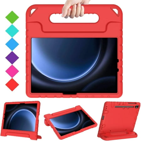 SUPNICE Kids Case for Samsung Galaxy Tab S10 FE 10.9" 2025/S9 FE 10.9 Inch/S9 11 Inch 2023, Lightweight Shockproof Convertible Handle Stand Case for Samsung Galaxy Tab S10 FE/S9 FE/S9/S8/S7,Red