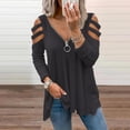 thumbnail image 2 of Ketyyh-chn99 Chemises pour Femmes Mode Blouse Ample T-Shirt à Manches Longues Col Ras du Cou pour Femmes Gris Foncé,L, 2 of 4