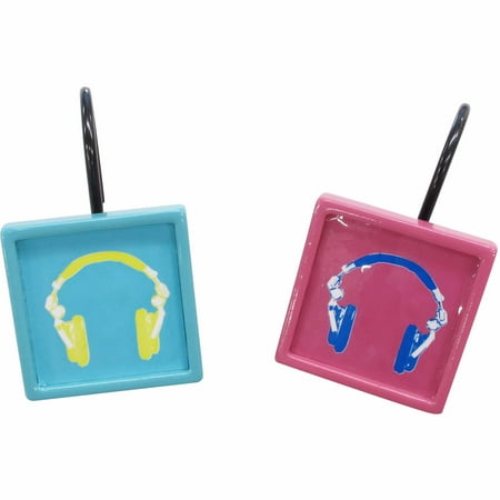 Allure Headphone Girl Resin Shower Hooks 12 ct Pack