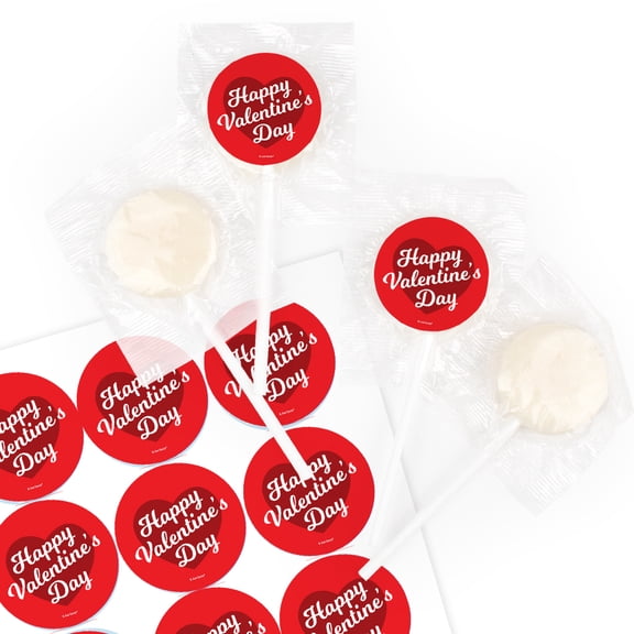 130 ct Valentine’s Day Do-It-Yourself Lollipop Favors With Script Heart Themed Stickers