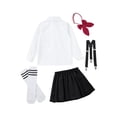 thumbnail image 3 of renvena Kids Girls School Uniform Skirt Set Japanese Anime Costume Outfit 3-16 A Type A Black 11-12, 3 of 7