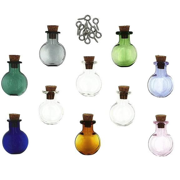 HEATSHAKING Small Jars with Cork Lids Transparent Design Decorative Items 10Pcs 1.2x0.6x0.6In