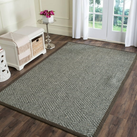 SAFAVIEH Natural Fiber Jovka Braided Sisal Area Rug, Grey/Dark Grey, 6' x 9'