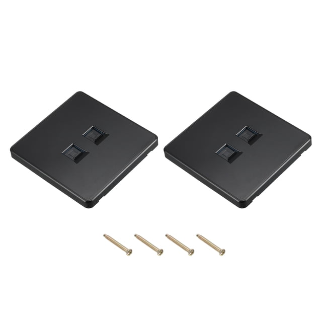 Unique Bargains Prise Ethernet Double Port RJ45 CAT6 Plaque Murale Noire pour Boîte de Mise en Réseau 2 Pcs