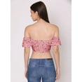thumbnail image 3 of HERE&NOW Women's Printed Off Shoulder Cute Tube Top Short Puff Sleeves High Waist Casual Wear Summer Crop Top, 3 of 7