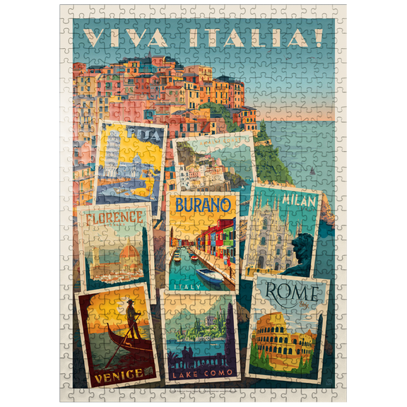 MyPuzzle - Italy: Viva Italia! Collage, Vintage Poster - Premium 500 Piece Jigsaw Puzzle for Adults