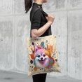 thumbnail image 4 of Pomeranian Portrait Watercolor Vintage Retro Styles All Over Print 3D Canvas Tote Bag Pom Dog Lover Gifts Reusable Handbag - 00001, 4 of 5