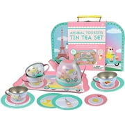 Playwell : Animal Tourists Tin Tea Set 15 Piece in Deluxe Carry Case