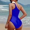 thumbnail image 4 of PNTUTB Summer Women's Fashion Solid Color 3D Floral One Shoulder Split Strap Backless One Piece Swimsuit, 4 of 6