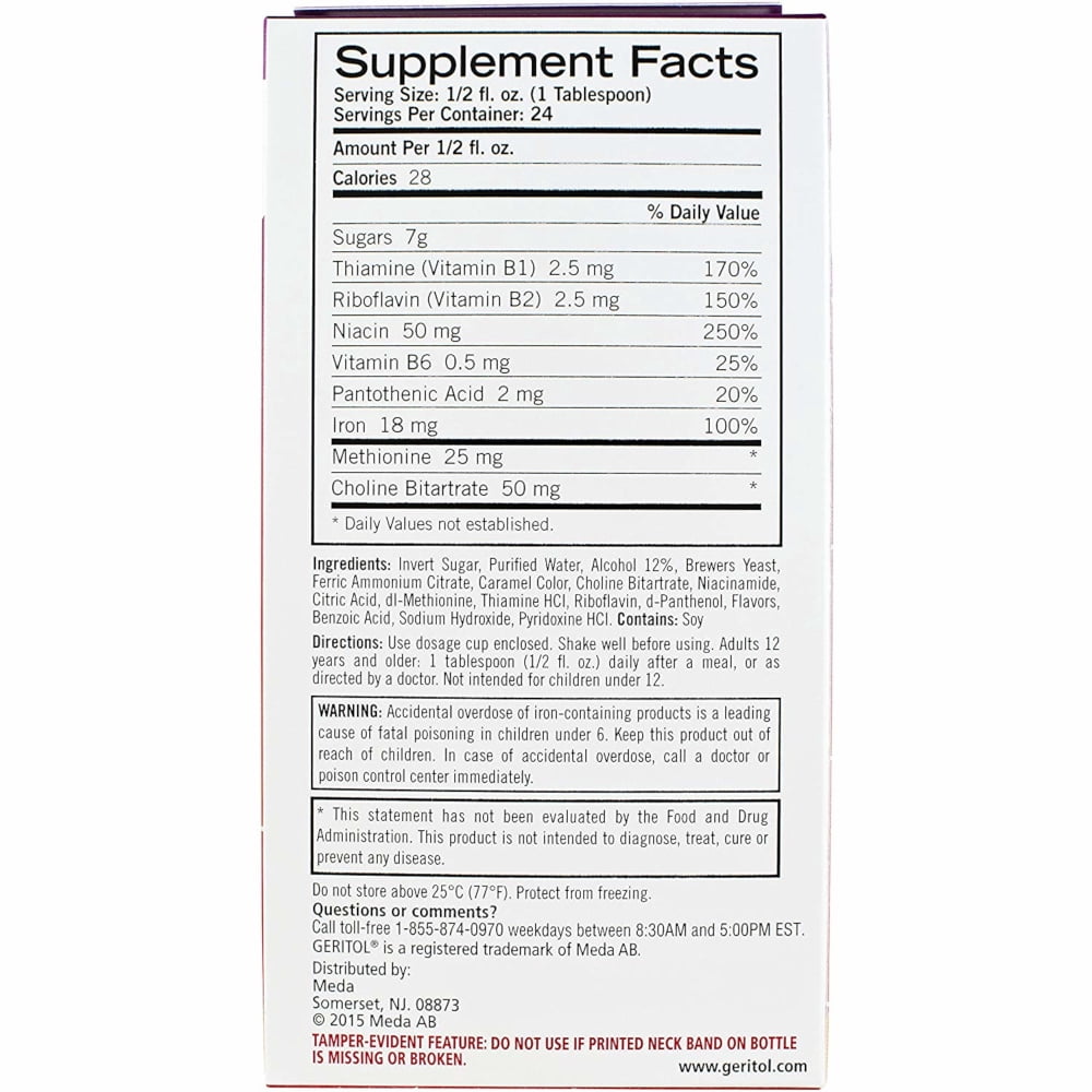 2 Pack Geritol liquid High Potency Vitamin & Iron Supplement 12oz Each