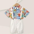 thumbnail image 2 of lcziwo Gentleman Suit Sets for Baby Boys Fashion Floral Bow Tie Short Sleeve Shirts Matching Suspender Shorts 2 Piece Outfits, White, 90, 2 of 10