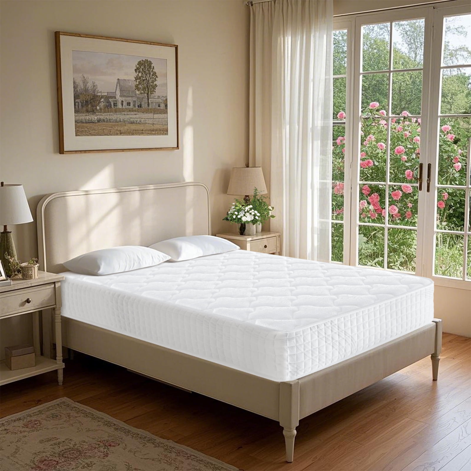 BMMB High Quality 12"Thickness Twin Hybrid Spring Memory Foam Luxury Mattress Medium Feel, US Certified Breathable Fabric Cover