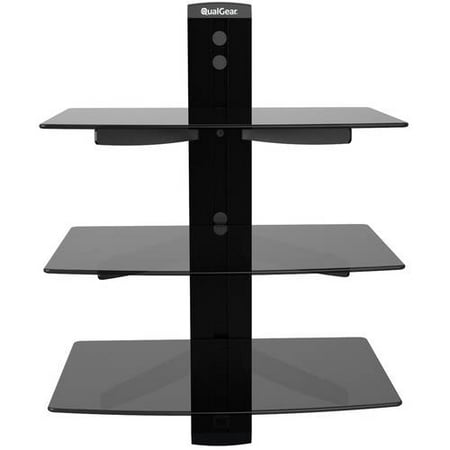 Shelving Components - QualGear Universal Triple-Shelf Wall Mount for Most A/V Components, Black