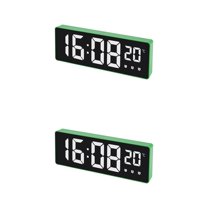 Unique Bargains 2 Pcs Triple Alarm Clock for Bedroom for Deep Sleepers Green