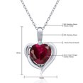 thumbnail image 4 of Gem Stone King 925 Sterling Silver Red Created Ruby and White Moissanite Heart Shape Pendant Necklace for Women (1.72 Cttw, Heart 8MM, Gemstone July Birthstone, with 18 inch Chain), 4 of 5