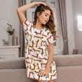 thumbnail image 3 of Daiia Dachshund Dog Print Women's Nightshirt Soft Nightgowns for Women Short Sleeve dress Short-sleeved Sleepwear, 3 of 6