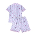 thumbnail image 4 of SJLDQY Girls Pajama Sets Button Down Short Sleeve Shirts and Ruffle Shorts 2 Piece Pjs Sets Casual Sleepwear Cute Loungewear Sets for Girls, 4 of 7