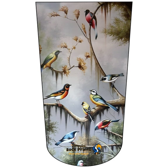 Amputee Sock, Birds and Birds on Branches V1, 3Ply stump sock