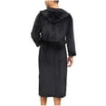 thumbnail image 5 of SDNall Plush Robe Plus Size Solid Color with Pockets Binding Long Sleeves Pajama Robes Solid Color Men's Robe - Comfortable Binding Rope Pajama Robe (Black,Sizes：S-XL), 5 of 9