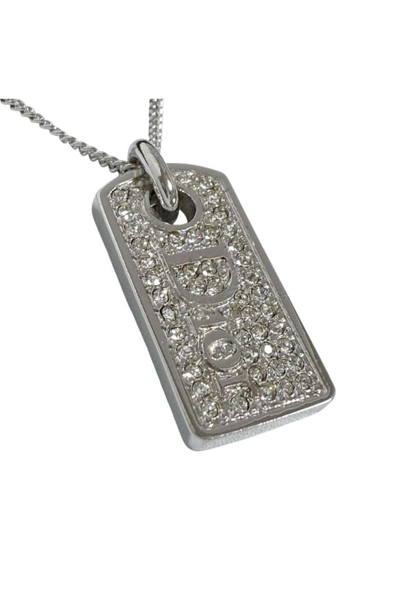 Pre-Owned Christian Dior Dior Women's Plate Pendant Necklace, Silver, up to 45cm
