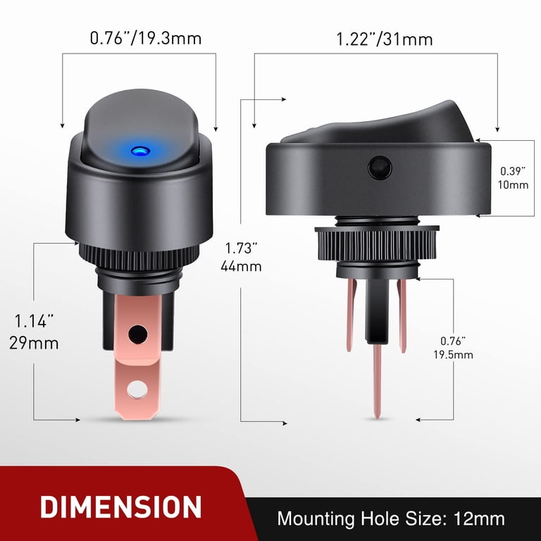 Blue Illuminated Oval Rocker Switch – ON-OFF – 35A@12V – Universal – ASW20D – 5 Year Warranty