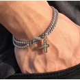 thumbnail image 5 of Pulsera de acero inoxidable con doble cadena y Cruz hueca para hombre, pulsera con cierre de garra de langosta, joyería para fiesta Punk de Hip Hop JM, 5 of 5