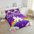 thumbnail image 5 of Unicorn Comforter Set Full Cartoon Rainbow Bedding Set Purple Cute Unicorn Glitter Down Comforter Kawaii Galaxy Stars Fantasy Geometric Room Decor Bedding Comforters & Sets, 5 of 7