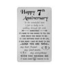 Tanwih Happy 7th Anniversary Card, 7 Year Anniversary Gifts for Him Men, Metal Wallet Insert