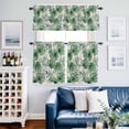 thumbnail image 2 of Summer Tropical Plant Kitchen Curtains Valances and Tiers Set of 3 Watercolor Turtle-backed Leaves Tier Curtains and Valance with Rod Pocket for Small Windows, 27.5"x24", 2 of 9